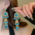 Vintage Chic Round Geometric Artificial Crystal Tassel Drop Earrings For Women view 2