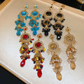 Vintage Chic Round Geometric Artificial Crystal Tassel Drop Earrings For Women view 1