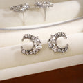 Luxury Crescent Moon Rhinestone Crystal Studs For Women, Elegant Silver Needle Full Zircon Earrings view 4