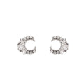 Luxury Crescent Moon Rhinestone Crystal Studs For Women, Elegant Silver Needle Full Zircon Earrings view 5