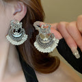 Ethnic Style Alloy Rhinestone Moon Geometric Drop Earrings Vintage Light Luxury Jewelry view 3