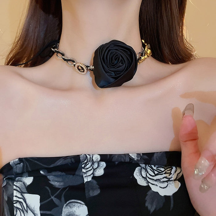 Statement Floral Faux Pearl Choker Necklace, Vintage Light Luxury Fashion Jewelry