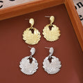 Elegant Gold Silver Alloy Leaf Pattern Drop Stud Earrings for Women Light Luxury Statement Earrings view 1