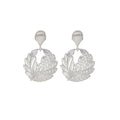 Elegant Gold Silver Alloy Leaf Pattern Drop Stud Earrings for Women Light Luxury Statement Earrings view 5