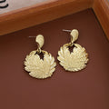 Elegant Gold Silver Alloy Leaf Pattern Drop Stud Earrings for Women Light Luxury Statement Earrings view 4