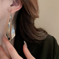 Minimalist Cool Metal Teardrop Leaf Hook Earrings For Women Statement Alloy Jewelry view 3