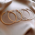 Smooth Metal Round Hoop Earrings With Silver Pins Minimalist Korean Geometric Cool Style view 3