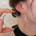 Smooth Metal Round Hoop Earrings With Silver Pins Minimalist Korean Geometric Cool Style view 4