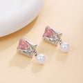 Elegant Butterfly Enamel Alloy Studs With Faux Pearl Drops, Light Luxury Summer Women's Earrings view 3