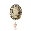 Vintage Alloy Beaded Portrait Brooch Pin For Women's Apparel view 5