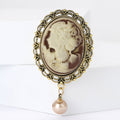Vintage Alloy Beaded Portrait Brooch Pin For Women's Apparel view 2