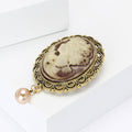 Vintage Alloy Beaded Portrait Brooch Pin For Women's Apparel view 3