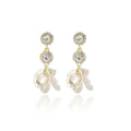 Elegant Korean Gold Alloy Rhinestone Crystal Shell Petal Tassel Drop Stud Luxury Vintage Earrings view 5