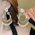 Ethnic Style Hollow Teardrop Tassel Faux Pearl Drop Earrings Vintage Light Luxury Stud Jewelry view 4