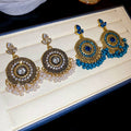 Ethnic Style Alloy Rhinestone Teardrop Tassel Drop Earrings For Women Vintage Travel Jewelry view 2