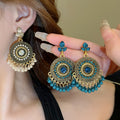 Ethnic Style Alloy Rhinestone Teardrop Tassel Drop Earrings For Women Vintage Travel Jewelry view 1