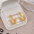 Elegant Korean Summer Gold Alloy Gradient Enamel Butterfly Flower Pearl Zircon Dangle Drop Earrings view 2
