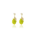 Fresh Green Grape Beaded Fruit Drop Studs With Gold Alloy Leaf Charm Summer Women Earrings view 5