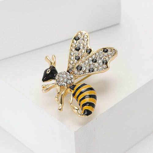 Alloy Rhinestone Bumblebee Brooch Pin For Suits And Shirts