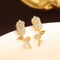 Creative Romantic Flower Earrings Small Rose Tulip Stud Earrings Vacation Celebrity Women's Jewelry view 3