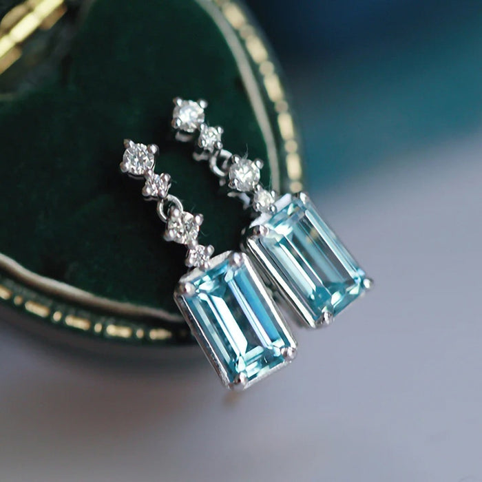 European American Rectangular Elegant Drop Earrings, Best Selling Mid Long Women Ear Jewelry
