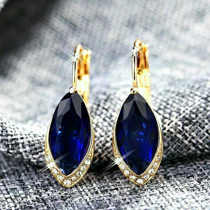 Stylish Design Ear Cuff Earrings With Marquise Glass Inlay, Fashion Versatile Women's Jewelry