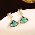 Royal Vintage Fan Shaped Luxury Earrings Noble Princess Queen Style Women's Elegant Ear Jewelry view 5