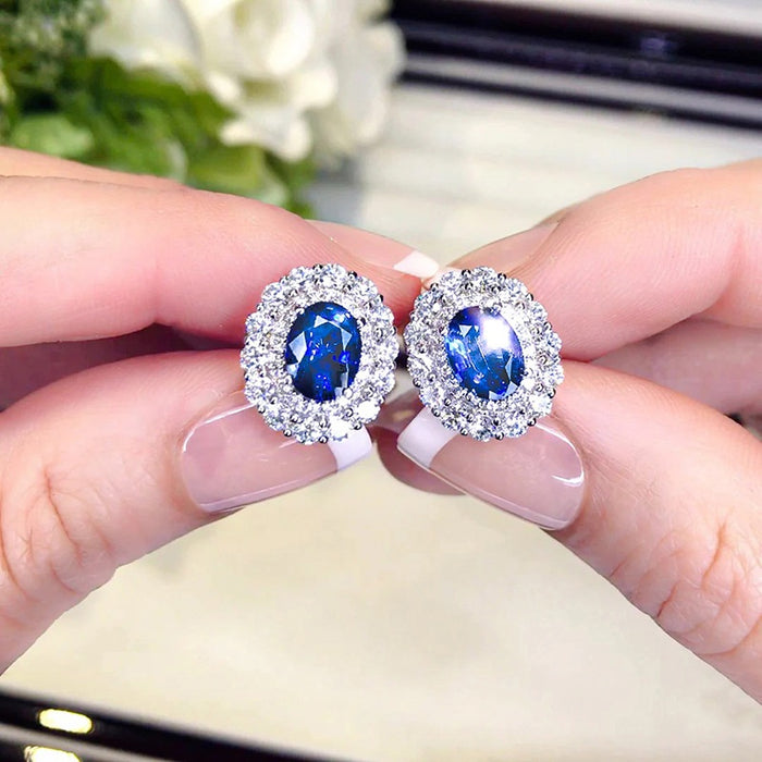 Vintage Oval Stud Earrings For Women European Royal Classic Queen Princess Ear Jewelry