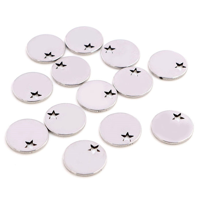 13mm Stainless Steel Small Round Two Piece Pendant Charm For DIY Bracelet Necklace, 1g