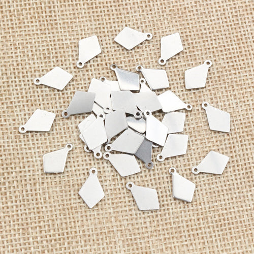 12x8mm Diamond Shape Stainless Steel Small End Pendant For DIY Necklace Bracelet Jewelry Accessories