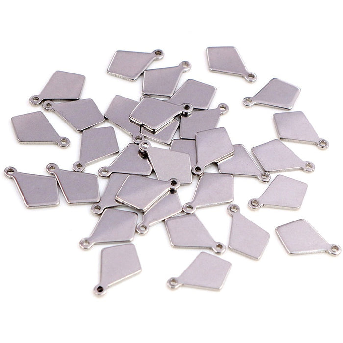 12x8mm Diamond Shape Stainless Steel Small End Pendant For DIY Necklace Bracelet Jewelry Accessories