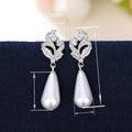 High Quality Korean Faux Pearl Drop Earrings, Teardrop Floral Bridal Earrings view 4
