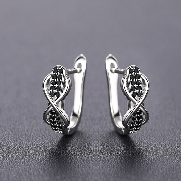 Contrast Color Ear Cuff Earrings, Infinity 8 Line Micro Pave Fashion Ear Jewelry
