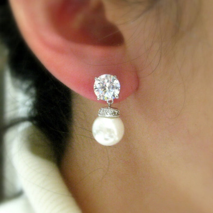 French Retro Faux Pearl Stud Earrings, Fashion Simple Small Refined Earrings For Women