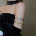 Sparkling Rhinestone Butterfly Open Cuff Alloy Bangle, Elegant Light Luxury Arm Bracelet for Women view 3