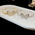 Sparkling Rhinestone Butterfly Open Cuff Alloy Bangle, Elegant Light Luxury Arm Bracelet for Women view 4