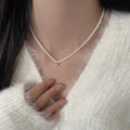 French Light Luxury Bow Faux Pearl Necklace For Women Elegant Clavicle Chain Jewelry view 4