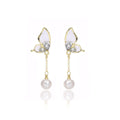 Elegant Enamel Butterfly Zircon Rhinestone Tassel Pearl Drop Earrings for Women Light Luxury Earrings view 5