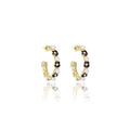 French Vintage Camellia Flower Hoop With Pearls, Gold Alloy Enamel Floral Luxury Statement Earrings view 5