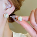 Brushed Matte Round Ball Stud Earrings Copper Geometric Minimalist Luxe Style For Women view 2