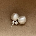 Brushed Matte Round Ball Stud Earrings Copper Geometric Minimalist Luxe Style For Women view 3