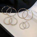 Chic Minimalist Alloy Round Hoop Earrings With Silver Posts, Geometric Summer Fashion Jewelry view 1