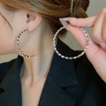 Chic Minimalist Alloy Round Hoop Earrings With Silver Posts, Geometric Summer Fashion Jewelry view 2