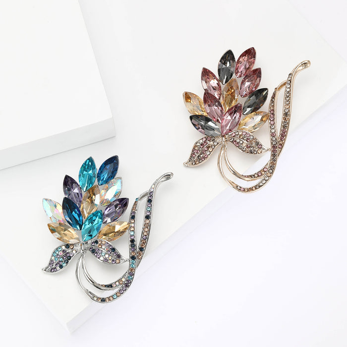 Alloy Orchid Bouquet Brooch For Elegant Suit And Dress Decoration