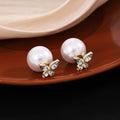 Elegant Korean Style Detachable Pearl Butterfly Zircon Rhinestone Gold Alloy Stud Earrings view 1