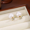 Elegant Korean Style Detachable Pearl Butterfly Zircon Rhinestone Gold Alloy Stud Earrings view 3
