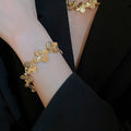 Light Luxury Alloy Flower Stud Earrings Bracelet Necklace Jewelry Set For Women view 2