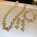 Light Luxury Alloy Flower Stud Earrings Bracelet Necklace Jewelry Set For Women view 1