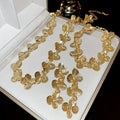 Light Luxury Alloy Flower Stud Earrings Bracelet Necklace Jewelry Set For Women view 3