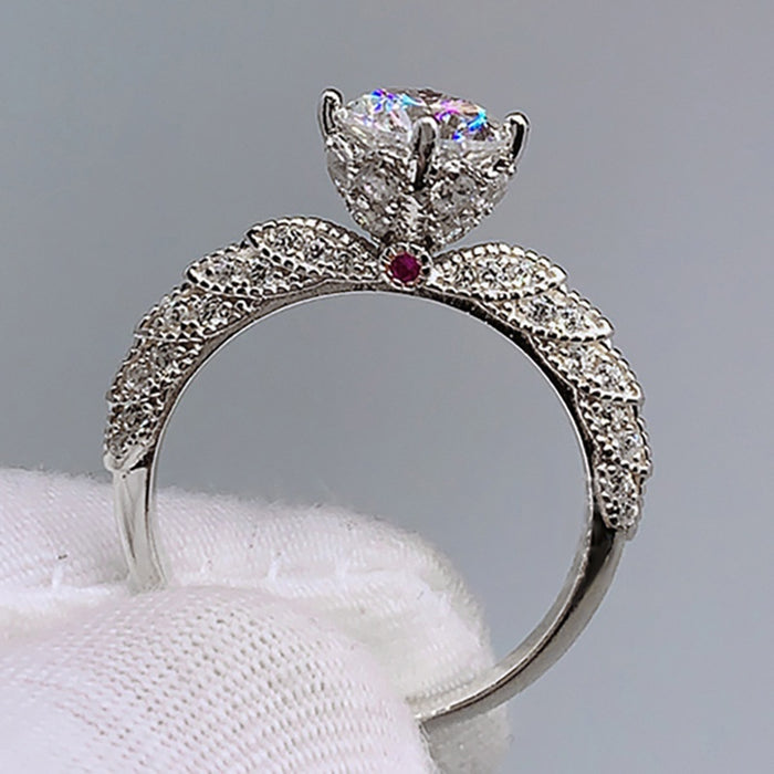 Elegant Faux Moissanite Ring For Women Cross Border Luxury Fashion Finger Jewelry
